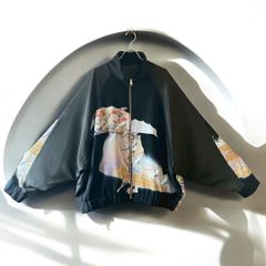 着物 トラックジャケット 黒留袖 メンズ レディース 黒 ブラック リメイク remake 久喜倉庫店 HK0031