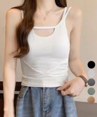 【韓国系 ファッション DAZ】 カップ付きキャミソールセクシー胸元韓国風