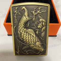 ➀ 鯉 全面 立体加工 オイルライター KUPAI ゴールド Zippo 同型 