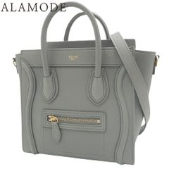 CELINE(セリーヌ) ラゲージ ナノショッパー ハンドバッグ 2WAY ショルダー 斜め掛け 肩掛け ドラムドカーフスキン グレー マットゴールド金具 189243AQL.10KL レディース 40802149651【中古】【アラモード】のサムネイル