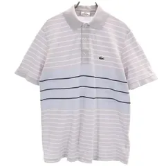 ラコステ 鹿の子 ボーダー柄 半袖 ポロシャツ 3 ライトグレー系 LACOSTE SPORT メンズ 【中古】  【230518】