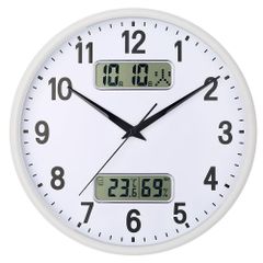 ホワイト_電波 掛け時計 電波時計 自動受信 アナログ 連続秒針 温度 湿度 カレンダー 自宅 寝室 部屋飾り 贈り物 インテリア 大数字 見やすい