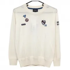 【新品】パーリーゲイツ セーター ライトベージュ系 ウール100％ ニット 薄手 複数ワッペン レディース 0(S) ゴルフウェア PEARLY GATES