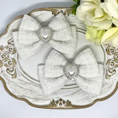 リボン♡ヘアクリップ♡量産型♡地雷系♡ツイード白