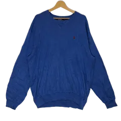 Polo by Ralph Lauren ポロバイラルフローレン ニット セーター ポニー刺繡 クルーネック 長袖 ワンポイント刺繡 オーバーサイズ ビッグシルエット China製 XLサイズ ブルー