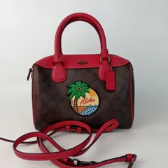 【COACH】コーチ 2way シグネチャー ヤシの木 ショルダーバッグ ミニボストンバッグ F28947 ブラウン レディース【中古】3-53