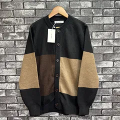 【新品　未使用　タグ付き】　切り替えニットカーディガン　メンズ　トップス　アウター　カーディガン　ニット　長袖　Mサイズ　ブラック