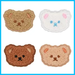 【人気商品】ワッペン 刺繍シール アイロン不要 MUNCVY アップリケ DIY服 くまさん 熊 動物 モチーフ カワイイ 装飾 男の子 女の子 保育園 幼稚園 パッチ 補修 4枚セット 衣類 浴衣 手袋 手帳 飾り 11