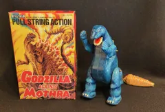 ビリケン商会 ゼンマイ歩行ブリキ ゴジラ(幼虫モスラ付) ブルー 180mm