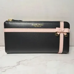 Samantha Thavasa Petit Choice サマンサタバサ プチチョイス　L字ファスナー長財布　ブラック　ピンクリボン　リボンラッピング　レザージャケット