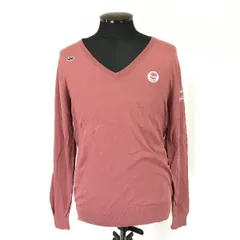 パーリーゲイツ/PEARLY GATES★コットン100%/Vネック/長袖セーター【5/メンズL程度/172-180cm/ピンク】ゴルフウェア/Tops/sweater◆cBH397<sale>