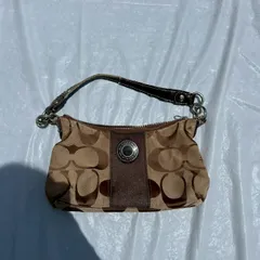 COACH コーチ 2way ショルダーバッグ ストライプ F19218 シグネチャー キャンバス カーフ ベージュ ダークブラウン レディース バッグ