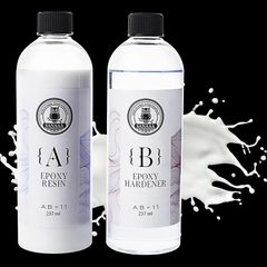 SANAAA ホワイトエポキシ樹脂474ML、高光沢エポキシ樹脂 気泡なし、工芸品、鋳造、DIY、樹脂アート、型、ジュエリー用のテーブルエポキシ樹脂 (237ML x 2) 1
