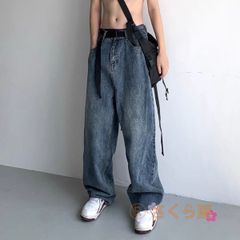 日系 メンズ ファッション ストリートジーンズ メンズ ゆったり ワイドズボン 大きいサイズ カジュアル 百掛け ロングパンツ mengpai001