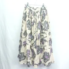 ◇ ⊂ ZOOTIE DES SUCETTES<!-利用不可文字-!> 花柄 ロング ギャザー スカート サイズF ベージュ パープル系 レディース E  【1412090021497】のサムネイル