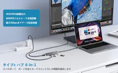 USB C ハブ 6-in-1 タイプc アダプタ GADEBAO 4k