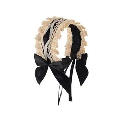 数量限定　リボン 蝶結び レース かわいい 超キュート ヘッドドレス ヘアバンド 髪飾り コスプレ ヘアアクセサリー ロリータ ゴスロリ メイド風 カチューシャ (ブラック)