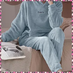 送料無料 ルームウェア フリース パジャマ セット レディース 可愛い 部屋着上下セット ふわふわ ボアパジャマ 秋冬 韓国リラックスウェア 暖かい 長袖室内着セットアップ もこもこ部屋着 冬 お泊り服無地裏起毛 ナイトウェア寝巻き