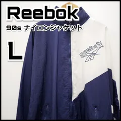 90s Reebok リーボック ナイロンジャケット L ビルトインフード 古着