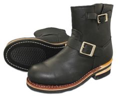 【送料込】本革 ショート エンジニアブーツ BLACK