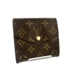 ■美品■希少1983年製ヴィンテージ■LOUIS VUITTON ルイヴィトン　モノグラム　ポルトモネ　ビエ　カルトクレディ　三つ折り財布　PVC×レザー　フランス製　刻印あり　Wホック　ブラウン　ゴールド金具