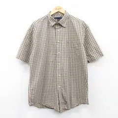 XL/古着 トミーヒルフィガー 半袖 ブランド シャツ メンズ ワンポイントロゴ コットン ベージュ他 カーキ チェック 25apr07 中古 トップス