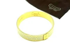 ■美品■ COACH コーチ シグネチャー バングル ブレスレット アクセサリー レディース ゴールド系×アイボリー系 DJ4904