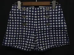 ■美品■ BURBERRY バーバリーブルーレーベル コットン チェック柄 ショートパンツ 洋服 表記サイズ38 ブルー系×ホワイト系 DI6763