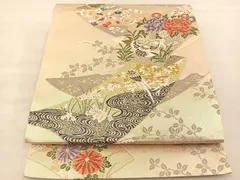 平和屋着物◎六通柄袋帯　唐織　地紙花鳥文　金糸　正絹　逸品　BAAT4853hz