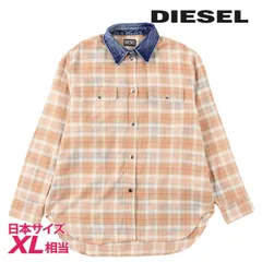 新品・未使用 ディーゼル DIESEL [XLサイズ相当] 長袖コットンフランネルシャツ レディース チェック柄 デニム切替 C-CROSS-FL