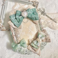 【トレカケース 010】 くま耳 × くすみグリーン