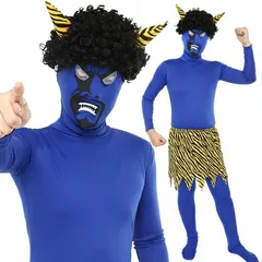 [鬼 コスプレ] リアル鬼 コスチュームセット 青　　[青鬼 鬼コスプレ 鬼グッズ 鬼のカツラ 節分 豆まき オニ 仮装 変装 幼稚園 おゆうぎ会 ハロウィン イベント]【A-1208_901518(856276)】
