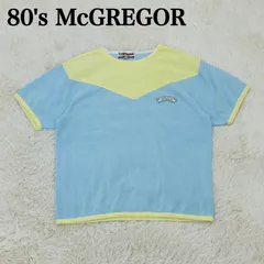 【希少】80's McGREGOR マックレガー Vネックデザイン バイカラーTシャツ ロゴアップリケ
