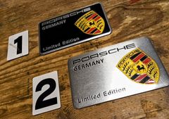 高品質　ポルシェ　やや立体　エンブレム　金属製プレート　両面テープ付　1色お選び下さい