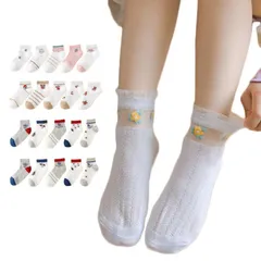 キッズ 靴下 5足組 夏用 涼しい 花柄 リブソックス 通学 お出かけ カジュアル おしゃれ 無地 柔らかい 通気性 送料無料 カラフル シンプル デイリー#luyy031