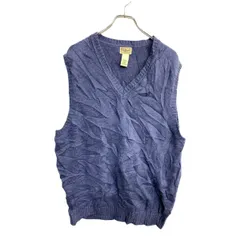 L.L.Bean ニットベスト Lサイズ エルエルビーン Vネック ブルー コットン 古着卸 アメリカ仕入 t2411-3896