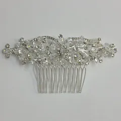 ラインストーン髪飾り コーム付き 櫛つき ヘッドドレス 花