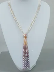 淡水パール ボリューム ラリエット カラーグラデーション ロングネックレス