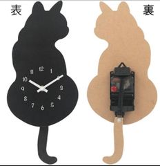 【大人気商品】しっぽ　ふりふり　猫の掛け時計　壁掛け
