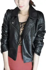 RONGUI ロングイ ライダースジャケット ダブル フェイクレザー レディース バイカー 革ジャン( ブラック,  XL)