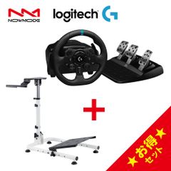 NOWMODE LRS11 BS02 WH + Logitech G923 レーシング ホイール ハンコン ハンドル スタンド ギアシフターマウント付き ロジテック ステアリングコントローラー ハンドルコントローラー PS5 PS4 PC 対応 輸入品