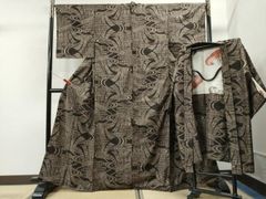 平和屋着物●本場大島紬　アンサンブル　割込み絣　几帳吉祥花文　正絹　逸品　未使用　CAAS7241yc