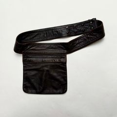 希少】90s DKNYレザーウエストポーチ アンティークゴールド金具