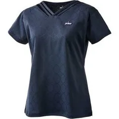 【新品】【Sサイズのみ】prince（プリンス）半袖 テニス ウェア レディース・ウィメンズ ゲームシャツ 吸水速乾・UPF50＋・バド ジャガード 素材　ネイビー　WS5067-127-S