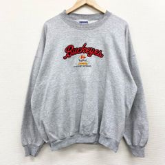 ヘインズ Hanes スウェットシャツ トレーナー プルオーバー Ohio State Buckeyes カレッジ チームロゴ ワッペン 刺繍 サイズ：XL グレー