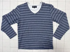 ハ2502-3-3679 ビームスハート　beams heart  ボーダー長袖Tシャツ　青　S