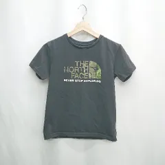 ◇ ⊂ THE NORTH FACE カモフラージュ柄 ロゴプリント キッズ 半袖 Ｔシャツ サイズ150 ブラック カーキ系 男の子 E  【1502180075247】