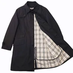 バーバリーブラックレーベル BURBERRY BLACK LABEL ノバチェック 中綿ライナー付 ステンカラーコート ロングコート ジャケット 裏地 比翼ボタン 国内正規 M 黒 ブラック BMA09-705-09 /VU● 0130