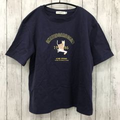 【 YRZS 】キャットロゴプリントTシャツ ネイビー Lサイズ