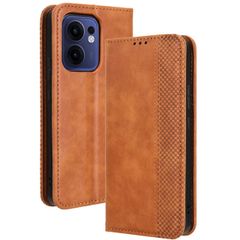 OPPO Reno13 A ケース 手帳 チェック柄 合革 レトロ 手帳 ケース 【Color】キャメル